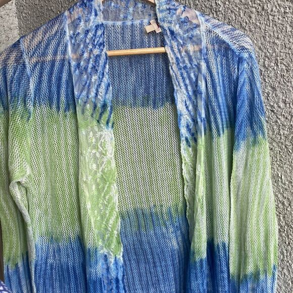 Reba Open Cardigan Ombré Tassels blue and green Large - Picture 10 of 14